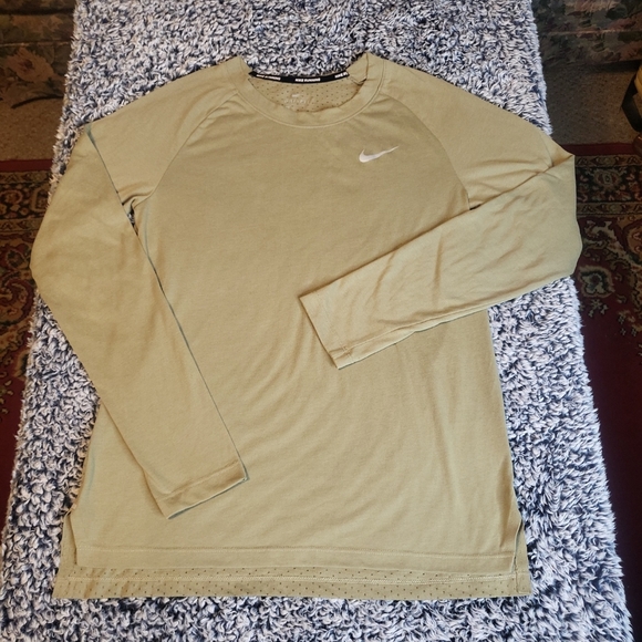 Nike Tops - *SOLD* Nike Running Dri-Fit Army Green LS Shirt - S
